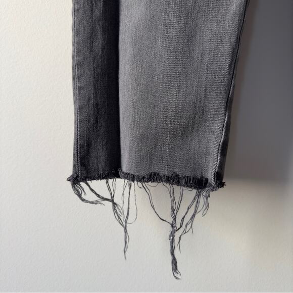 Madewell Classic Straight Jean Gray Jeans denim raw hem zip button pockets EUC - Picture 7 of 12